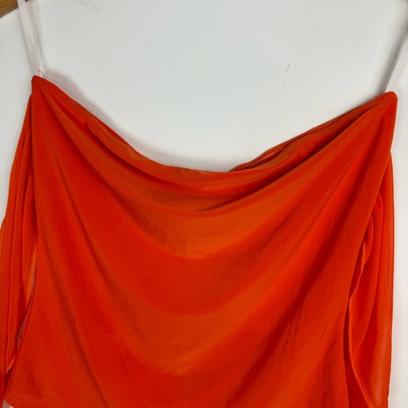 Vtg Y2K Orange Strapless Handkerchief Top Sz Large - Picture 4 of 11
